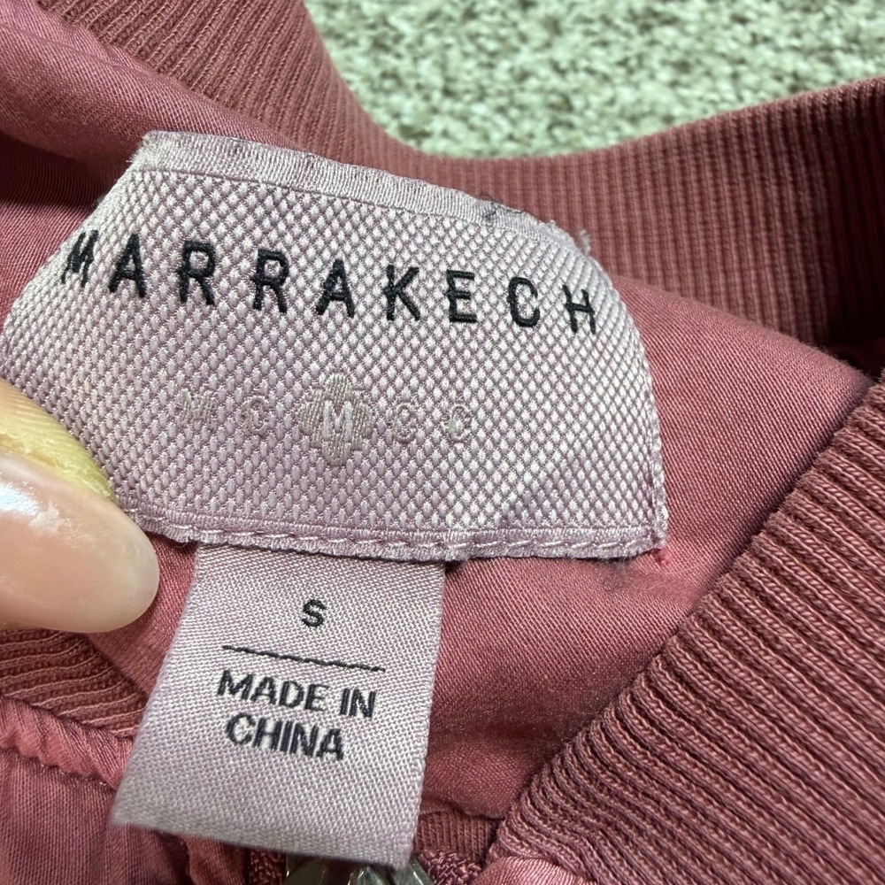 Marrakech Anthropologie Quilted Full Zip Bomber Jacket Pink Women S Lightweight - Picture 4 of 11